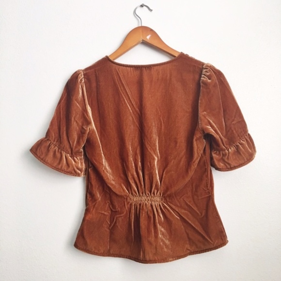 Madewell Velvet Daylight Top Vintage Gold Sz 2 NWT - Picture 2 of 6